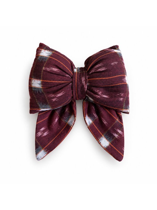 Maroon Ikat bow