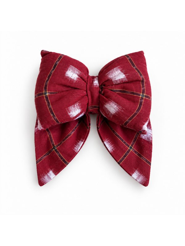 Crimson Ikat bow