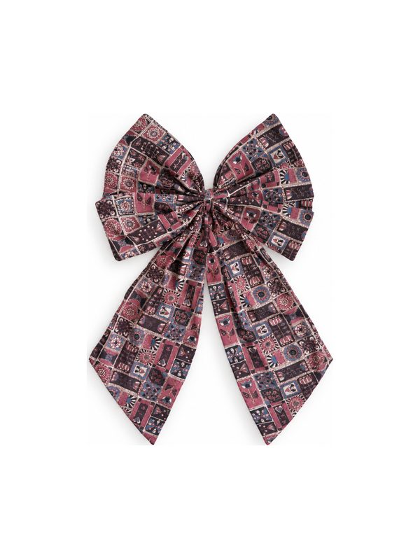 Neela Bow in rose paisley, top-down on white