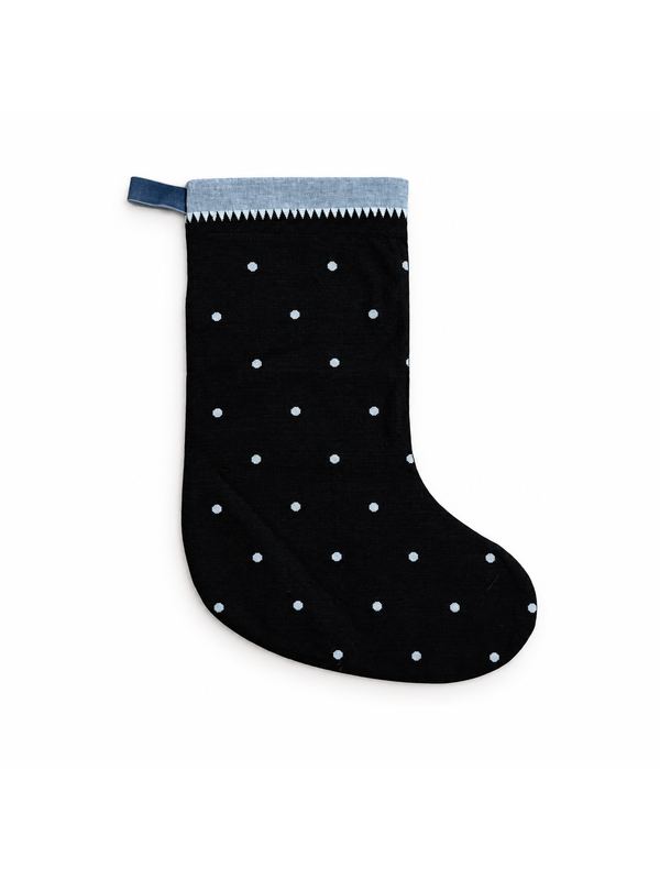 Ink Dot stocking, top-down on white