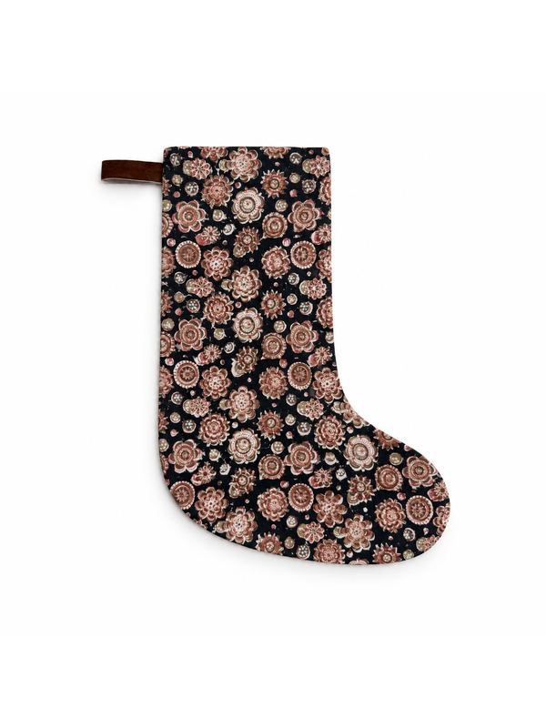 Umber Medallion stocking, top-down on white