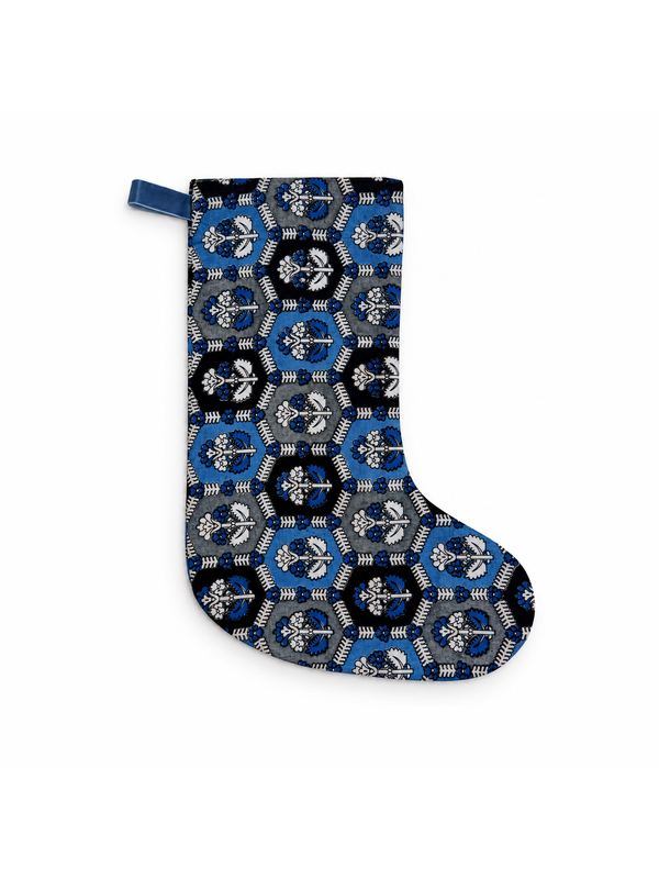 Hexagon Block stocking, top-down on white
